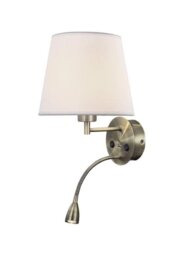 Mantra M6093 Caicos 2 Light LED Switched Wall Light In Antique Brass With Cream Shade