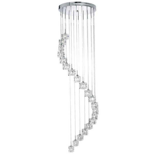 Searchlight 6720-20-LED Sculptured Ice 20 Light Ceiling Cluster Pendant Light In Chrome