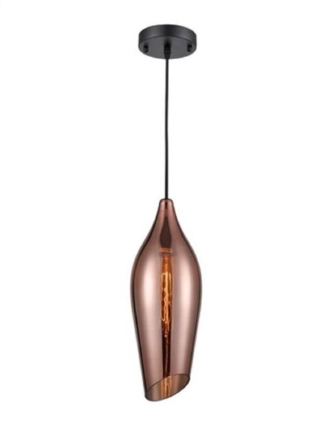 Franklite PCH194 Taper Ceiling Pendant Light In Copper Glass - Dia: 145mm