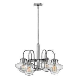 HK/CONGRES4/B CM Congress 4 Light Chrome Clear Curved Glass Shade Chandelier