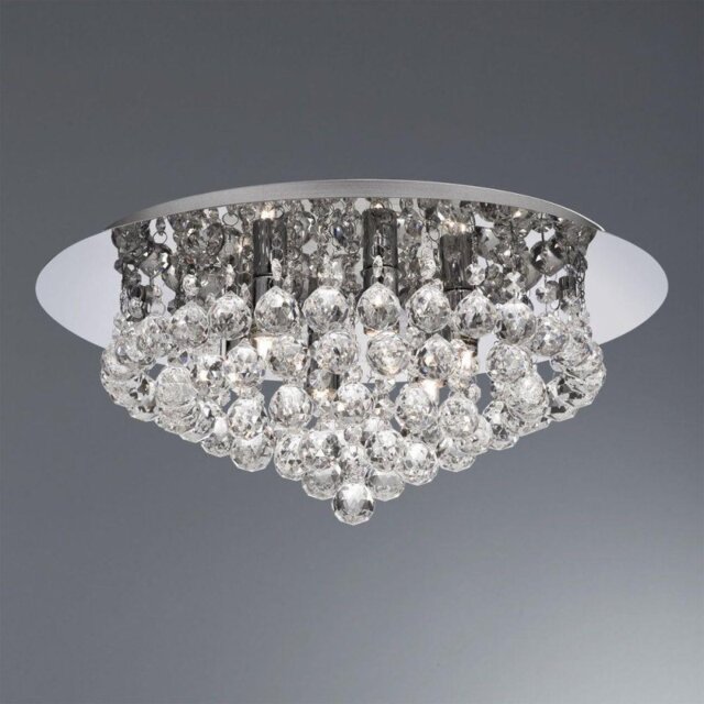 Searchlight 3406-6CC Hanna 6 Light Flush Ceiling Crystal Light In Polished Chrome