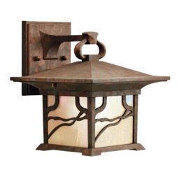Quintiesse QN-MORRIS-M Morris 1 Light Outdoor Medium Wall Lantern In Distressed Copper Finish IP44