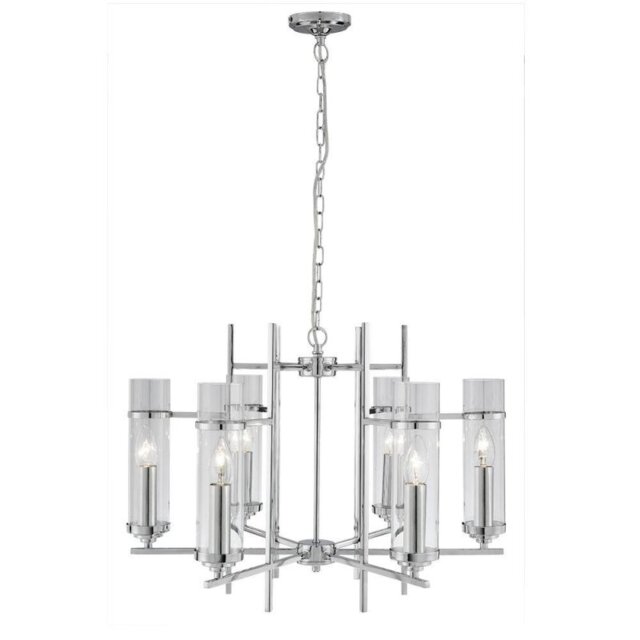Searchlight 3096-6CC Milo 6 Light Chrome And Glass Pendant