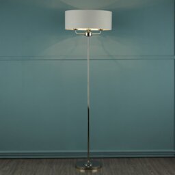 Laura Ashley Sorrento 3 Light Floor Lamp in Polished Nickel with Silver Shade