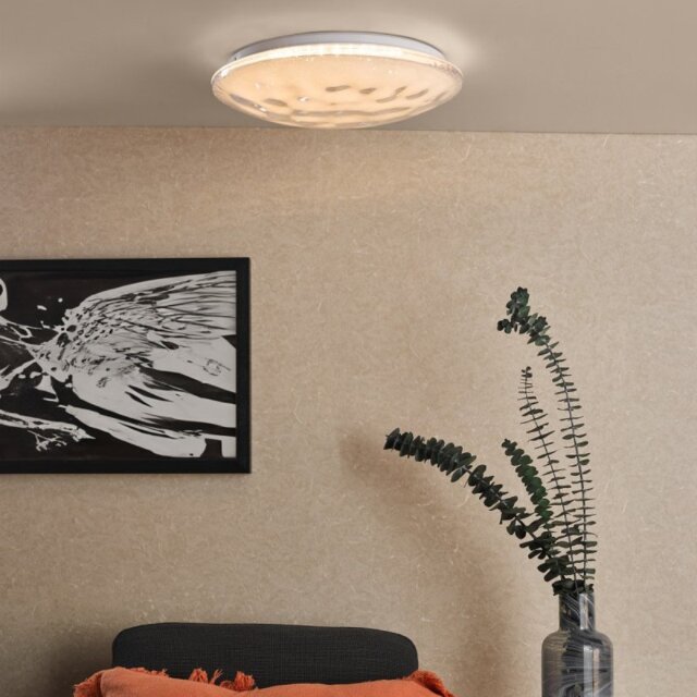 Dar Lighting Atara LED Flush Ceiling Light In White Finish