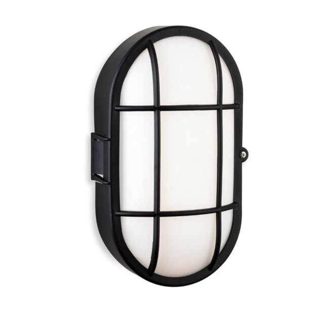 Firstlight 3845BK Lewis LED Resin Outdoor Oval Bulkhead Wall Light In Black IP44