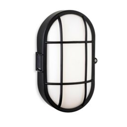 Firstlight 3845BK Lewis LED Resin Outdoor Oval Bulkhead Wall Light In Black IP44