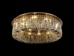 Baden 85 cm Round Flush Chandelier In Gold Finish With Crystal Glass