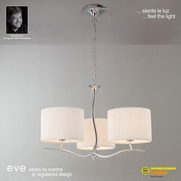 M1131 Eve 3 Light Chrome Pendant With Ivory Shades