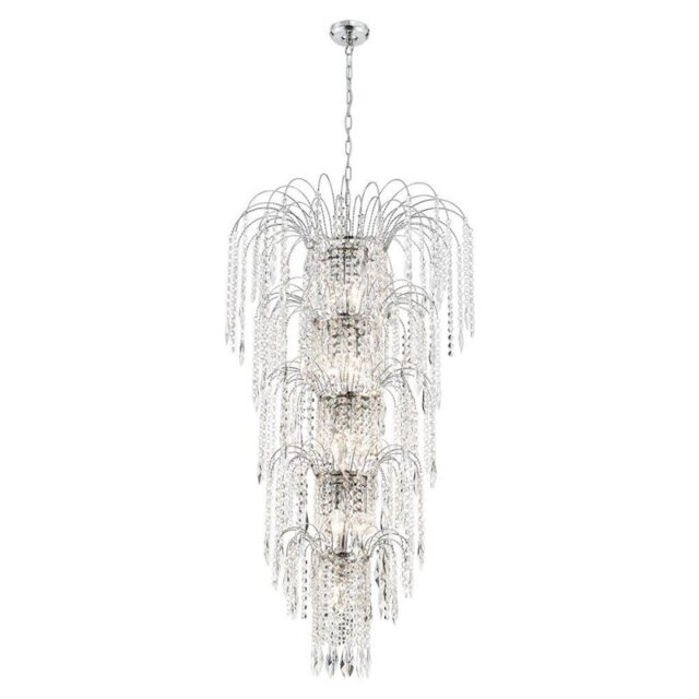 Searchlight 1313-13CC Waterfall Chrome 13 Light Large Crystal Pendant