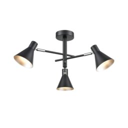 Franklite Skoop 3 Light Flush Ceiling SPOTight In Black And Silver Finish FL2443-3