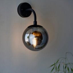 Orio Wall Light In Matt Black Finish With Smoked Mirrored Glass