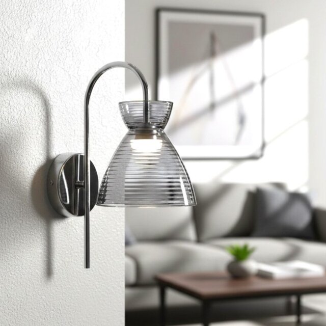 Firstlight 6843CHSM Royale LED Wall Light In Chrome With Smoked Decorative Glass