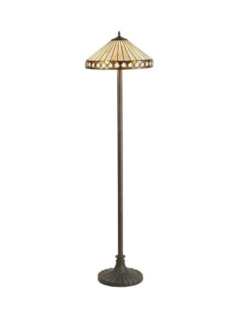 Cognac 2 Light Stepped Floor Light With 400mm Amber, Cream And Black Shade