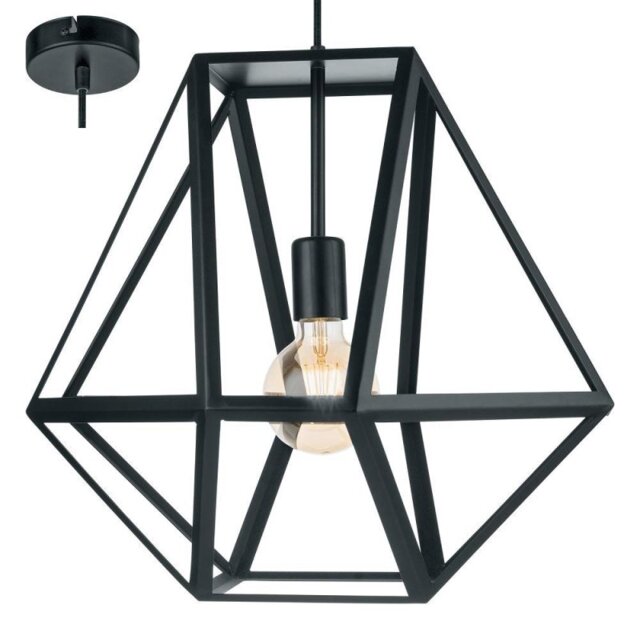 Eglo 49756 Embleton 1 Light Ceiling Pendant Light In Black - Diameter: 460mm