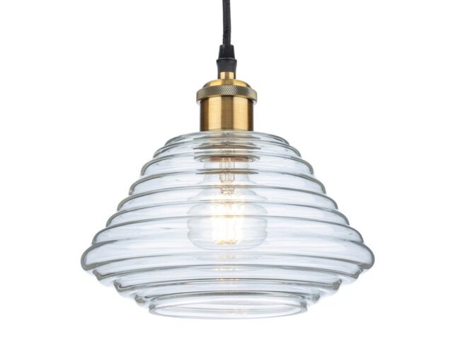 Firstlight 2857AB Logan 1 Light Small Ceiling Pendant Light In Antique Brass With Clear Glass