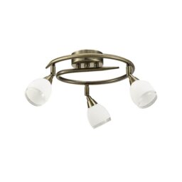 Franklite SPOT8983 3 Light Semi Flush Ceiling Light In Bronze, Clear Edged White Glass Shades