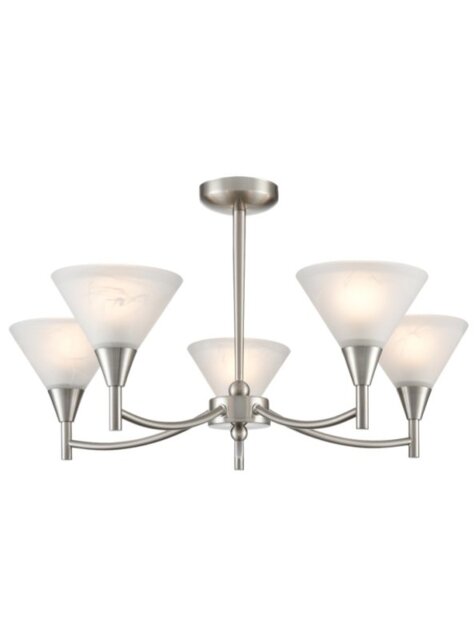 Franklite Harmony 5 Light Satin Nickel and Alabaster Semi-Flush PE9835