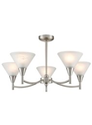 Franklite Harmony 5 Light Satin Nickel and Alabaster Semi-Flush PE9835
