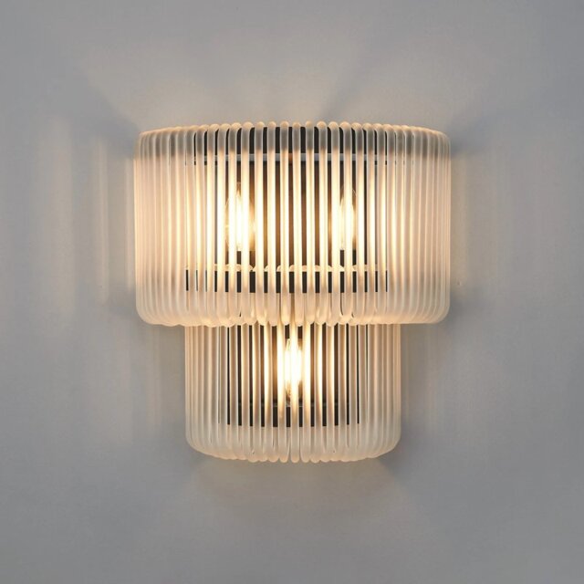 Verne 32 x 18 cm Large Wall Light In Black Finish With Frosted Glass