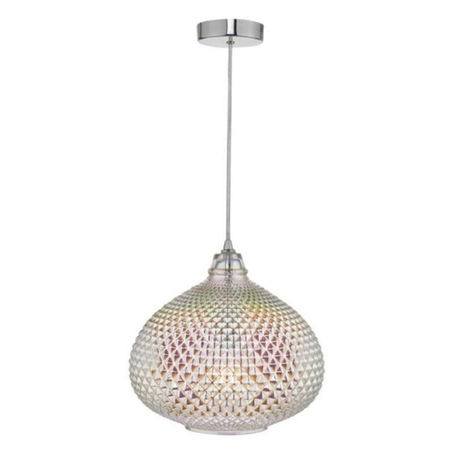 Dar ROI0155 Roisin 1 Light Ceiling Pendant With An Oil Effect Finish In Chrome