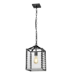 Elstead LOUVRE-1P Louvre 1 Light Industrial Ceiling Pendant Light In Gunmetal Finish
