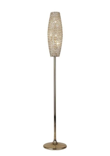 Diyas IL30768 Kos 4 Light Floor Light In French Gold And Clear Crystals