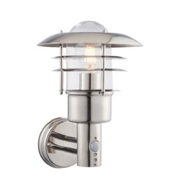 Endon 74702 Dexter 1 Light Outdoor Wall Light In Polished Stainless Steel With PIR