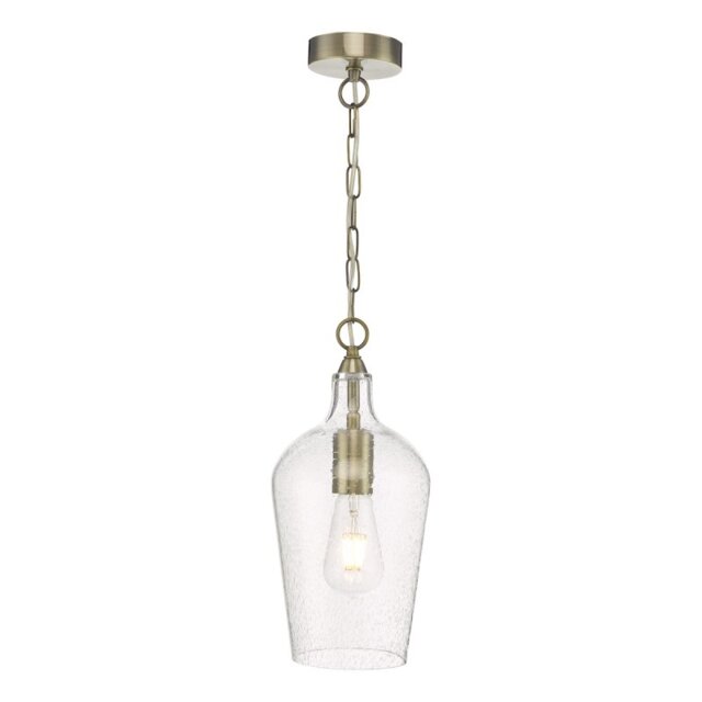 Dar Lighting NID0175 Nida Ceiling Pendant In Antique Brass Finish With Glass Shade