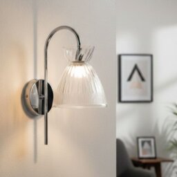 Firstlight 6843CHCL Royale LED Wall Light In Chrome With Clear Ribbed Glass