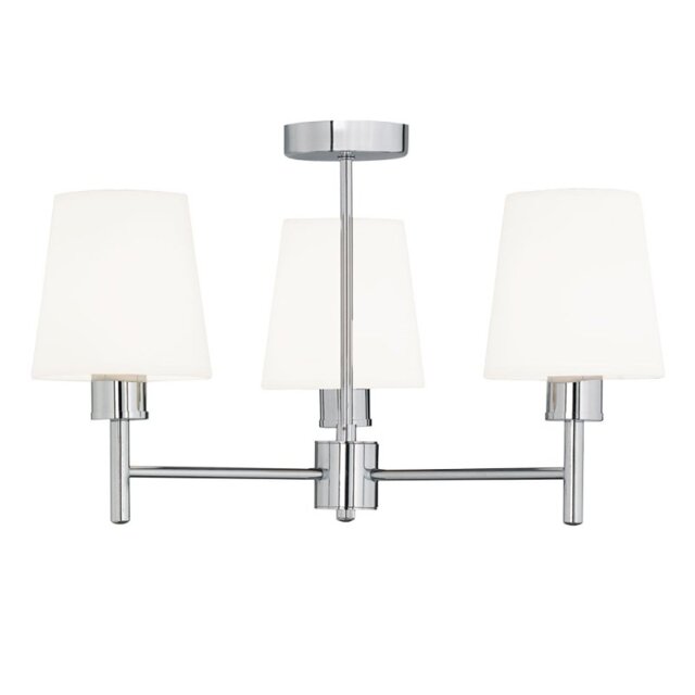 Franklite Turin FL2126/3/1123 Three Light Semi Flush Ceiling Light In Chrome With Fabric Shades