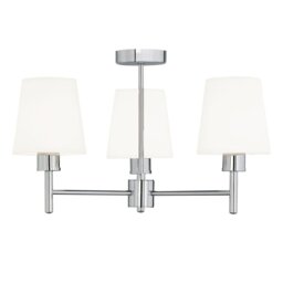 Franklite Turin FL2126/3/1123 Three Light Semi Flush Ceiling Light In Chrome With Fabric Shades