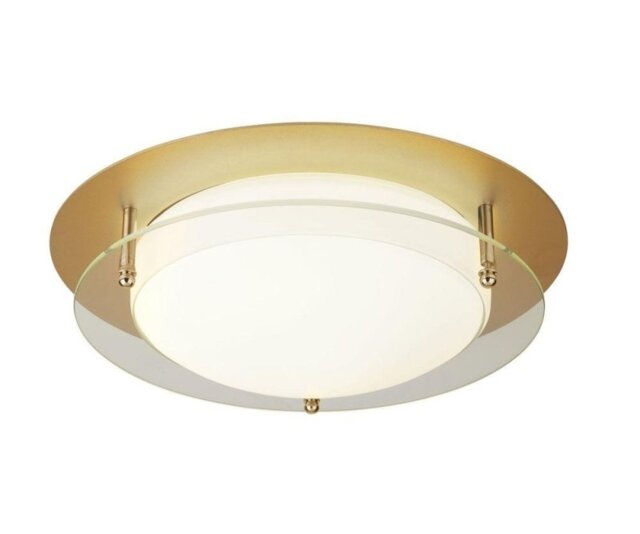 Searchlight 6830-38GO Bathroom Flush Ceiling Light In Gold With Clear Glass - Dia: 380mm