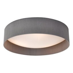 Dar Lighting NYS4839 Nysa 3 Light Flush Ceiling Light With Grey Faux Silk Shade 60cm
