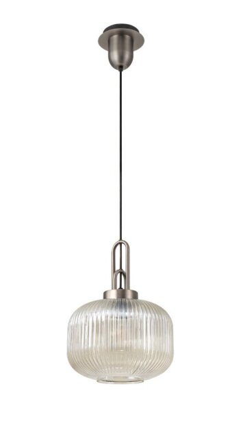 Glenn 1 Light Pumpkin Ceiling Pendant in Antique Silver With Champagne Glass