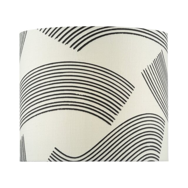 Dar Lighting Miho Cream Linen Drum Shade With Black Pattern 34 cm