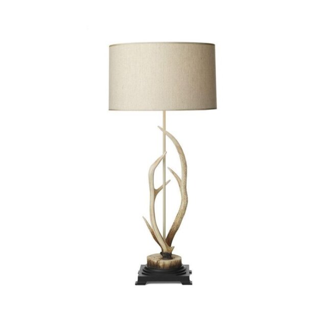 David Hunt Lighting ANT4215 Antler Table Lamp In Bleached Colourings With Natural Cream Shade
