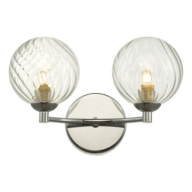 Dar Lighting IZZ0950-03 Izzy 2 Light Wall Light In Polished Chrome With Twisted Glass
