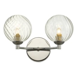 Dar Lighting IZZ0950-03 Izzy 2 Light Wall Light In Polished Chrome With Twisted Glass