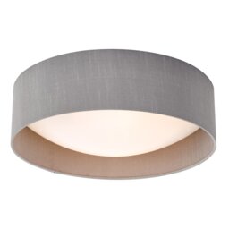 Dar Lighting NYS5039 Nysa 2 Light Flush Ceiling Light With Grey Faux Silk Shade 40cm