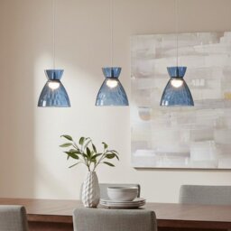 Firstlight 6841CHBL Royale LED 3 Light Bar Ceiling Light In Chrome With Blue Dimpled Glass