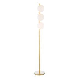 Dar Lighting Tauri 3 Light Floor Lamp In Matt Gold With Opal Glass Shades