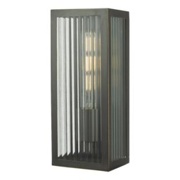 Dar Lighting Keegan Solid Brass Small Bathroom Wall Light In Bronze Finish IP44