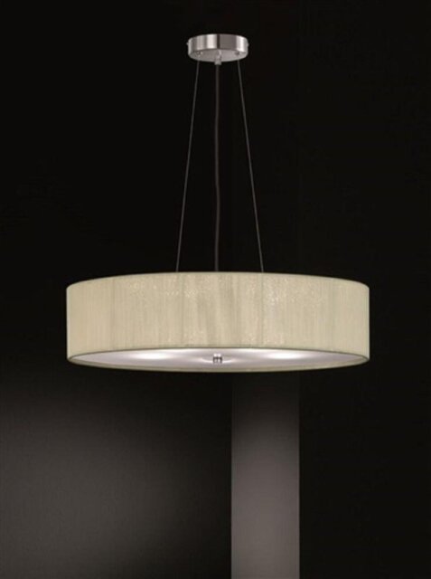 Franklite FL2342/5 Wish 5 Light Ceiling Pendant With Cream Thread Shade And Glass Diffuser