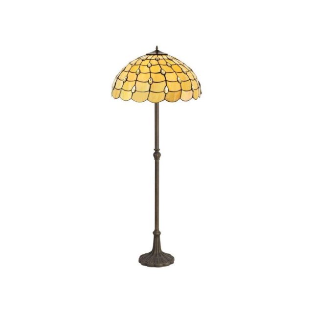 Origin 2 Light Leaf Floor Light With 500mm Beige, Clear, Black And Gold Tiffany Shade