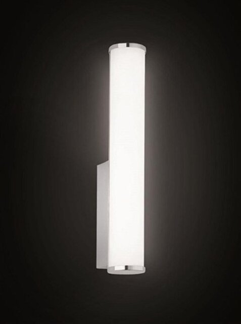 Franklite WB062 Small Chrome Finish Vertical LED Wall Light With Polycarbonate Diffuser- Width: 55mm