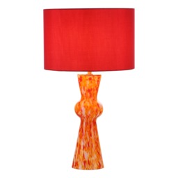 Dar Lighting Rheneas Red Glass Table Lamp With Shade