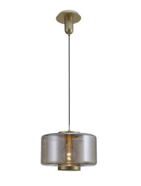 Mantra M6192 Jarras 1 Light Large Ceiling Pendant Light In Matt Gold And Cognac - Dia: 400mm