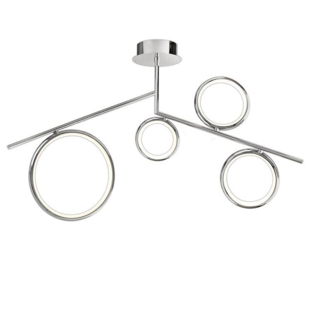 Mantra M6590 Olimpia CH 42 Watt Semi Flush Ceiling Light In Polished Chrome/Opal White - L: 1010mm
