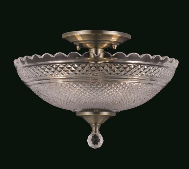 Impex SC911241/B Two Lt Glass Crystal Semi Flush Ceiling Fitting - product_finish:Polished Brass Finish Frame
